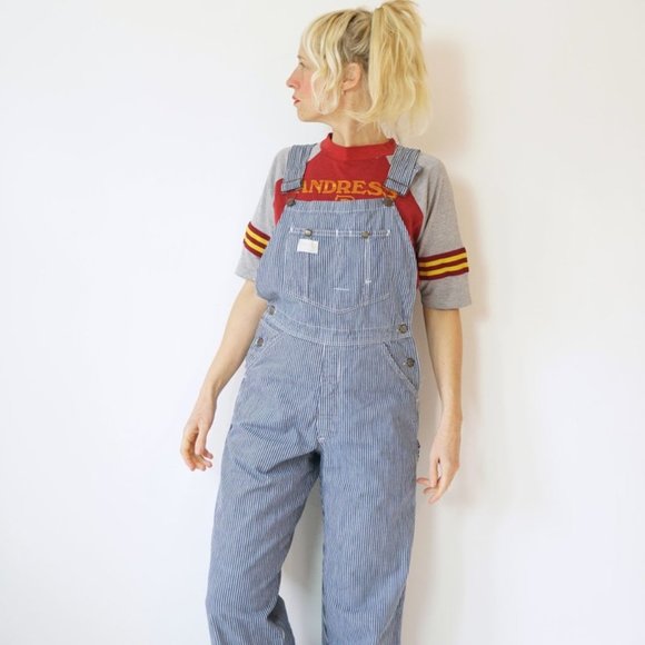 Vintage Hickory Stripe Smiths Overalls 28" W - Picture 1 of 5